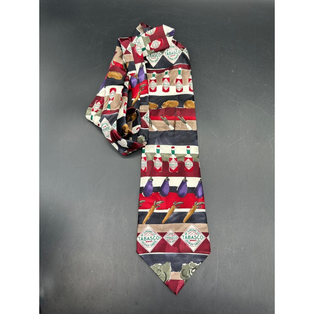 Tabasco Peppers Silk Neck Tie Louisiana Hot Sauce Bottle Cooking Necktie Novalty